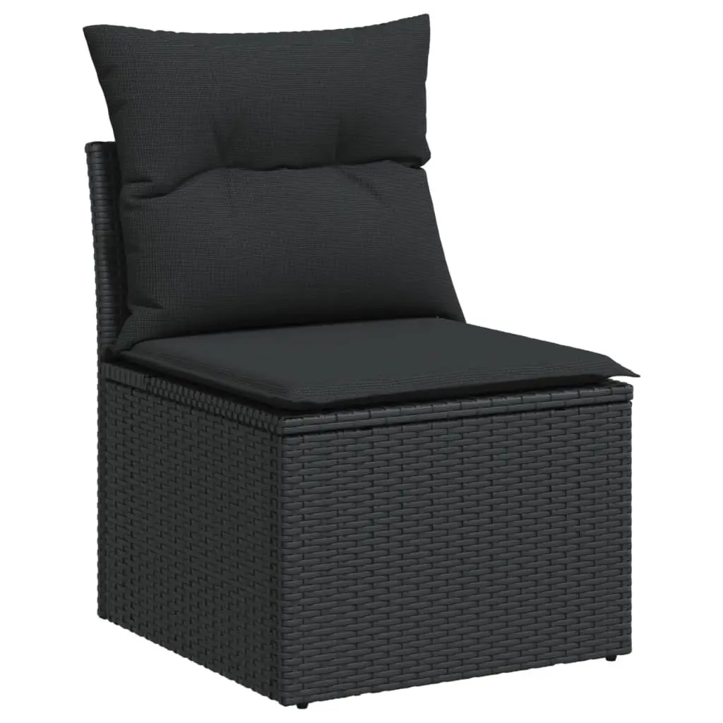Garden Sofa Set 10 Piece Outdoor Furniture Black Modular Seating with Cushions