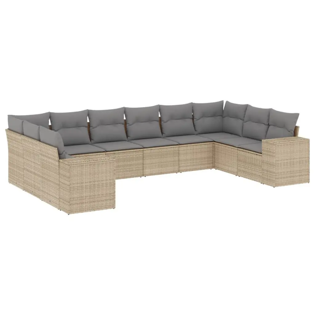 Outdoor Garden Sofa Set 10 Piece Modular Patio Furniture with Cushions Beige