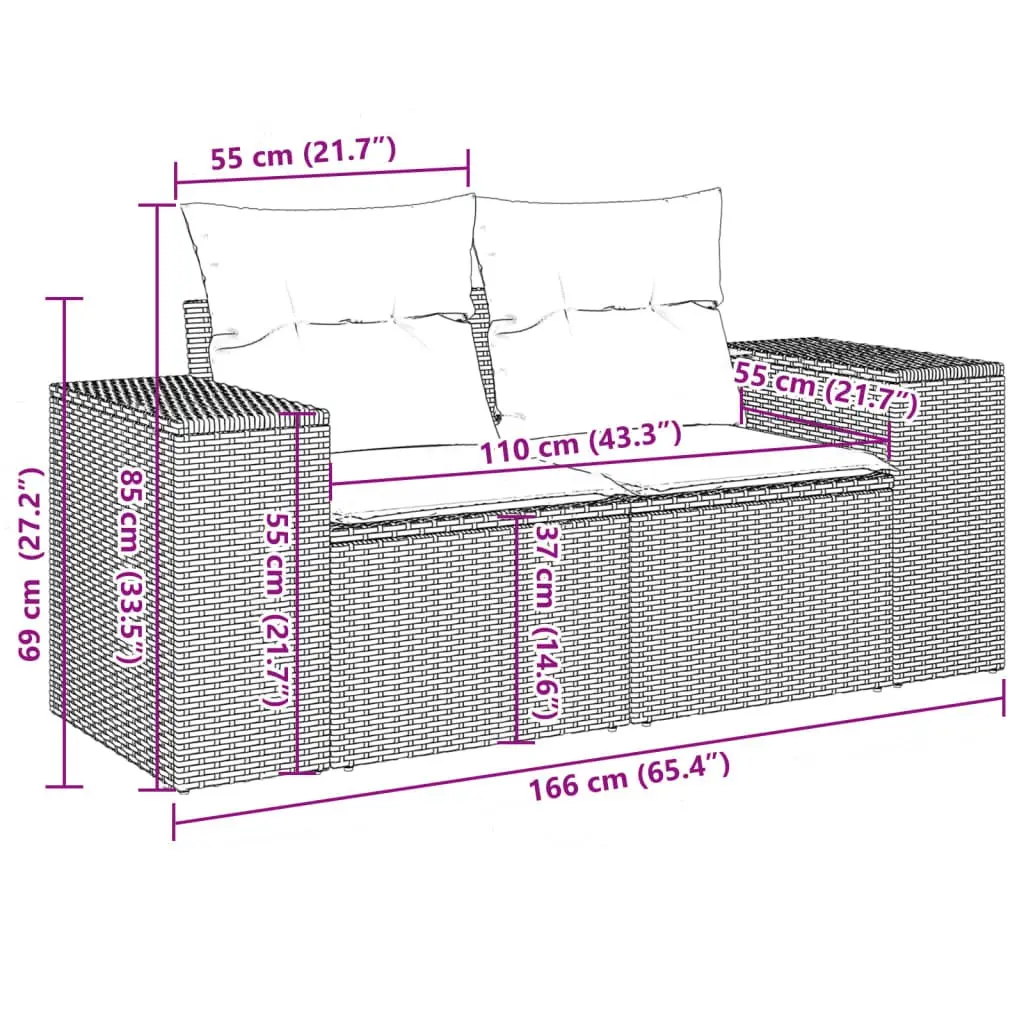 Garden Sofa Set 10 Piece PE Rattan Modular Outdoor Furniture Black with Cushions
