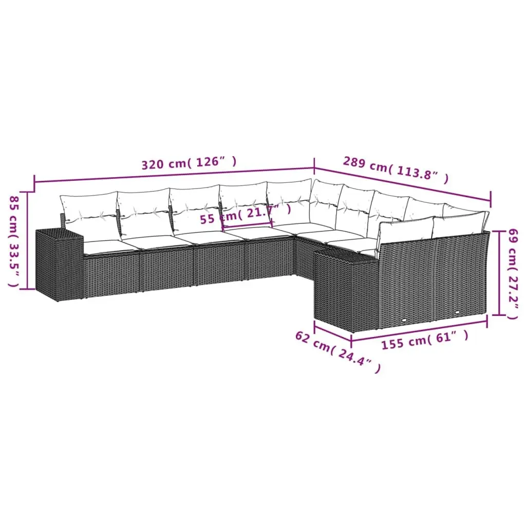10-Piece Garden Sofa Set for Outdoor Spaces
