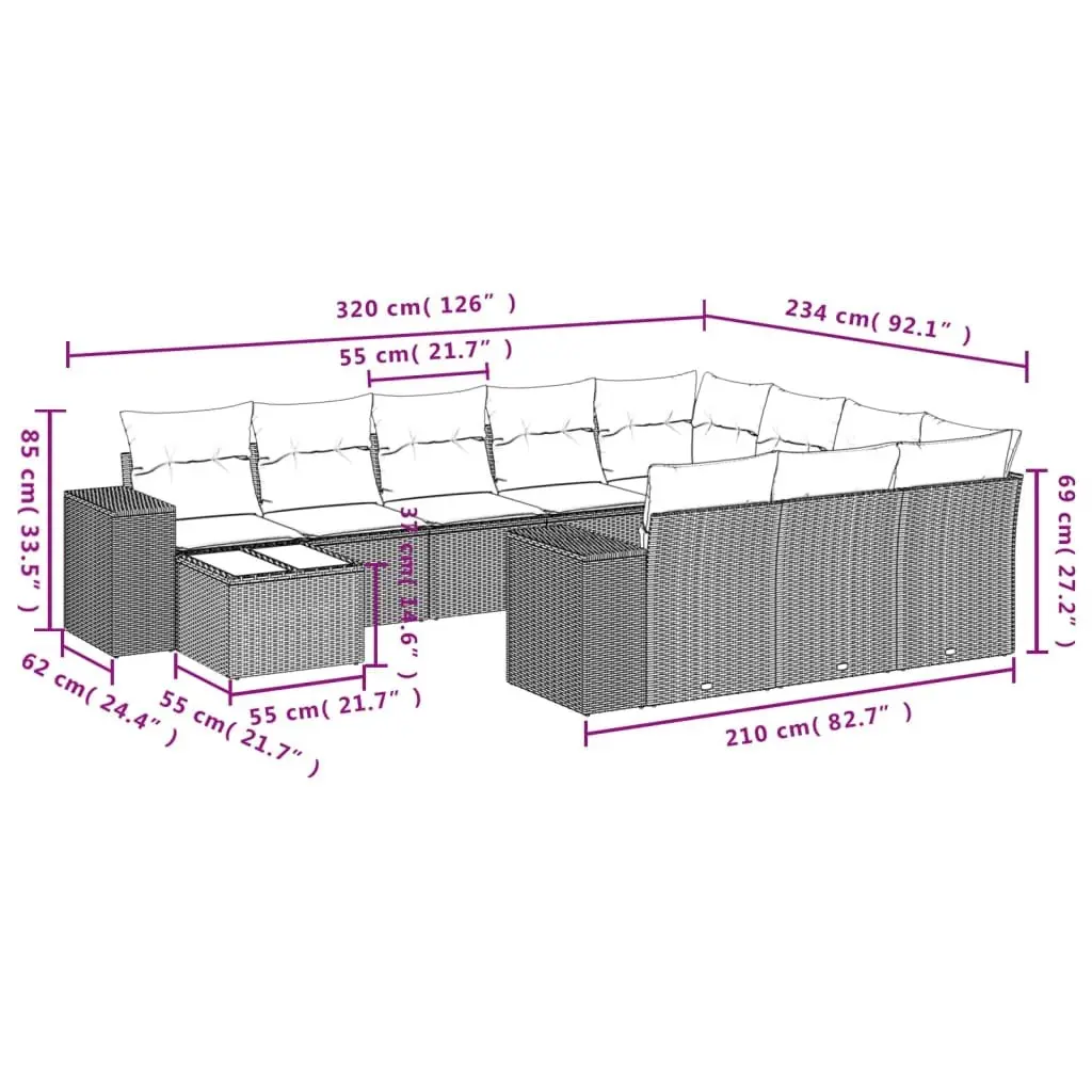 11 Piece Garden Sofa Set for Outdoor Use