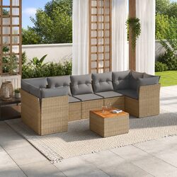 Beige 8-Piece Garden Sofa Set for Outdoor Spaces
