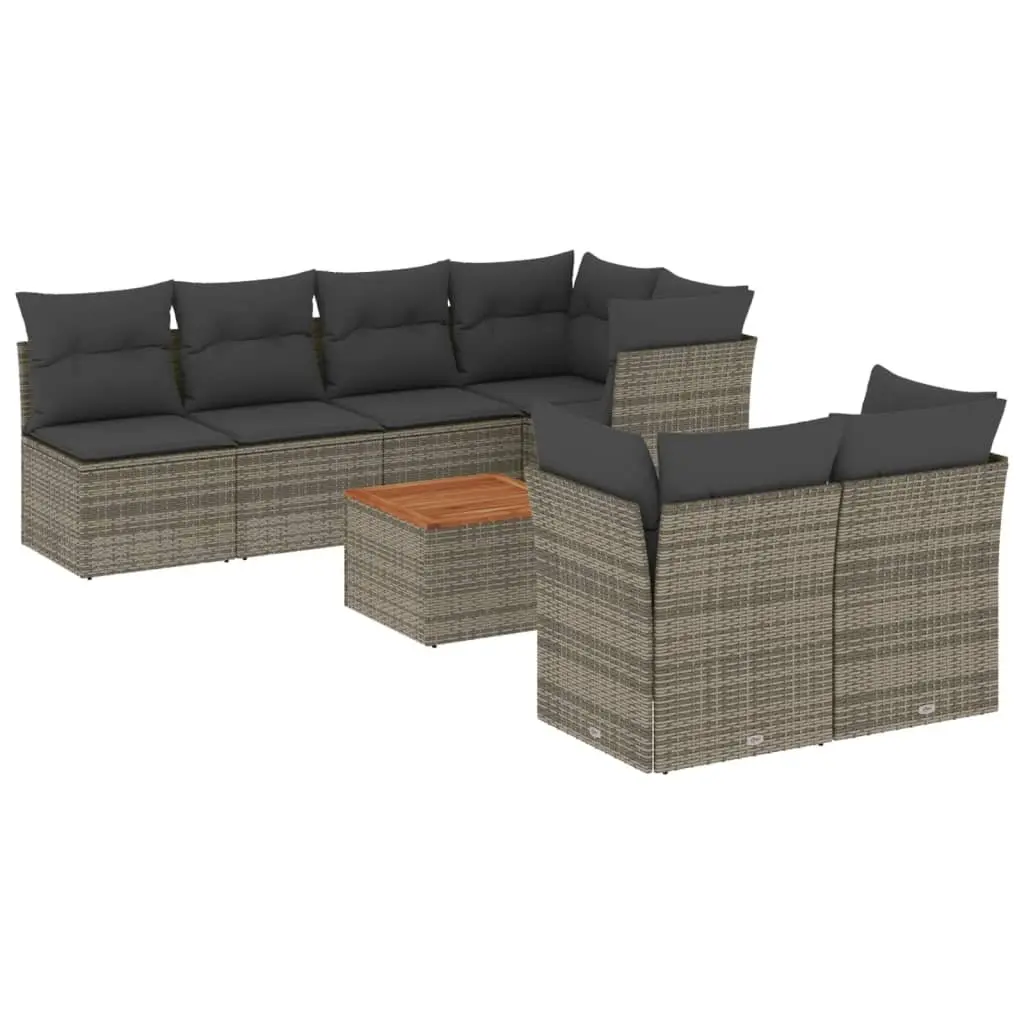 Garden Sofa Set 8 Piece Outdoor Furniture Grey Poly Rattan Patio Seating with