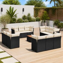 Garden Sofa Set 13 Piece Outdoor Furniture Patio Black Rattan Modular with