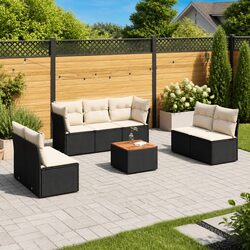 Practical 8 Piece Black Rattan Sofa Set for Outdoor Use
