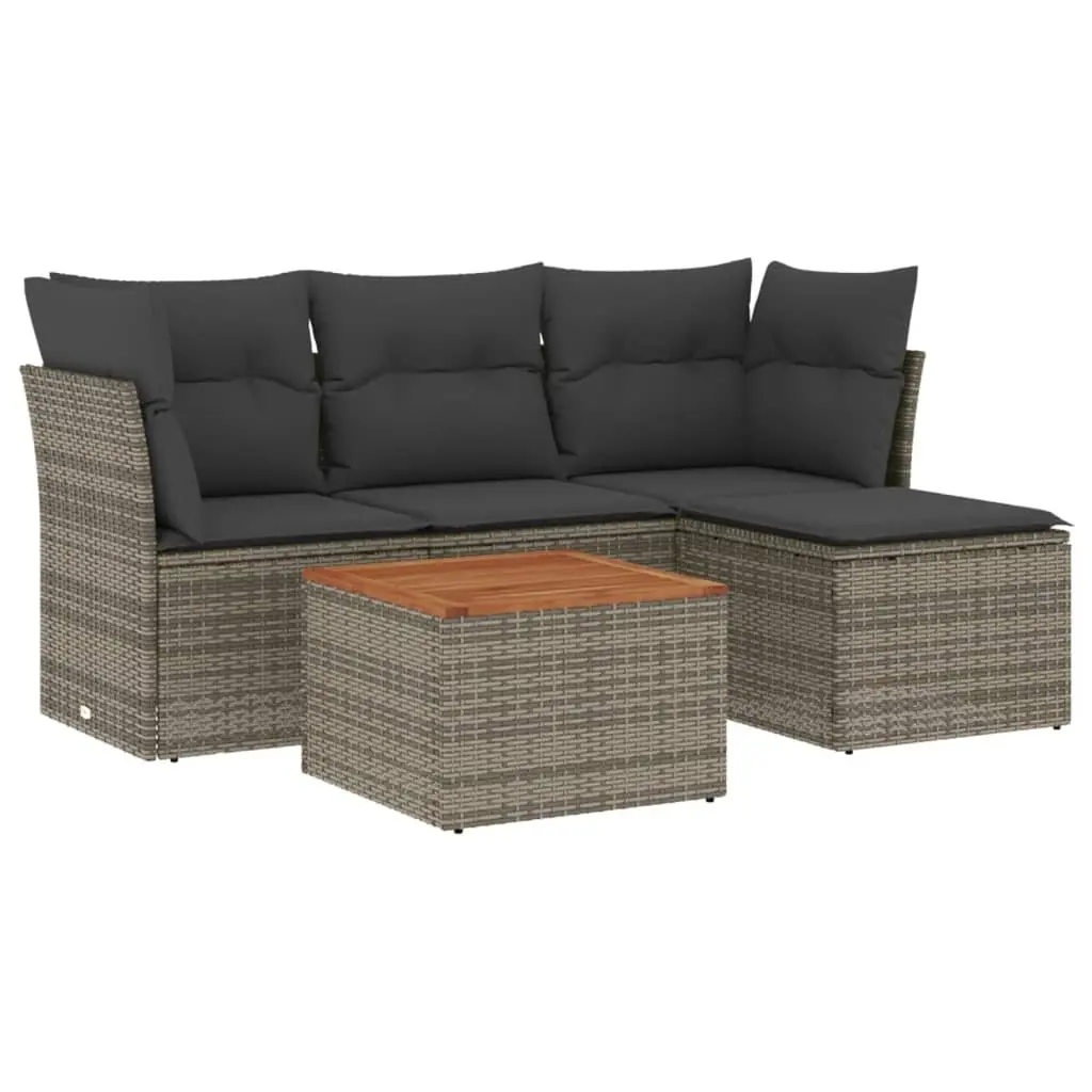 Grey 5 Piece Outdoor Sofa Set with Cushions