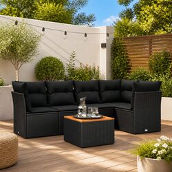 Versatile Black Garden Sofa Set with Removable Cushions