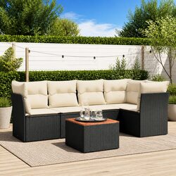 Practical 6-Piece Black Garden Sofa Set for Outdoor Relaxation