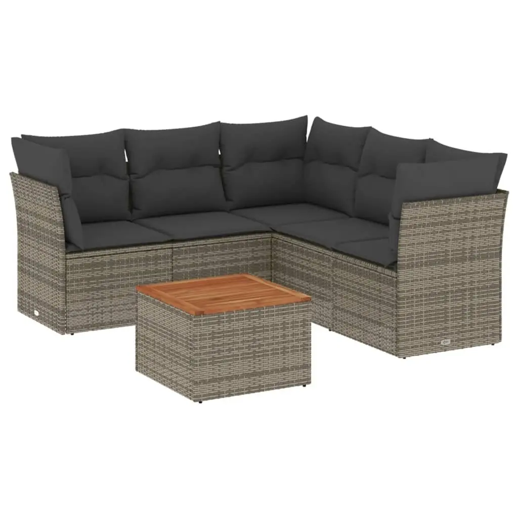 Garden Sofa Set 6 Piece Outdoor Furniture Grey Patio Seating with Cushions