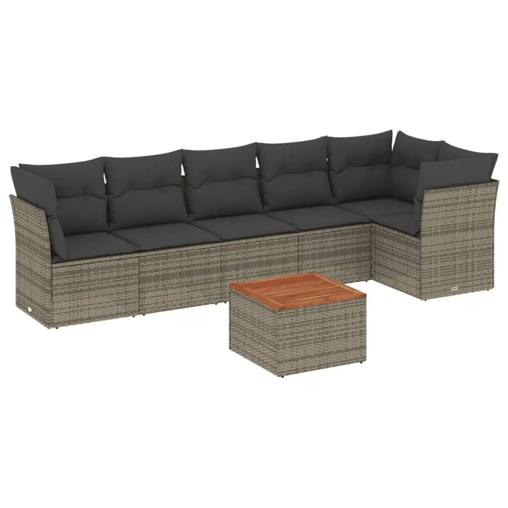 Garden Sofa Set 7 Piece Outdoor Furniture Grey Poly Rattan Modular Patio Lounge