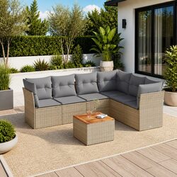 Versatile 7-Piece Beige Sofa Set for Any Outdoor Setting