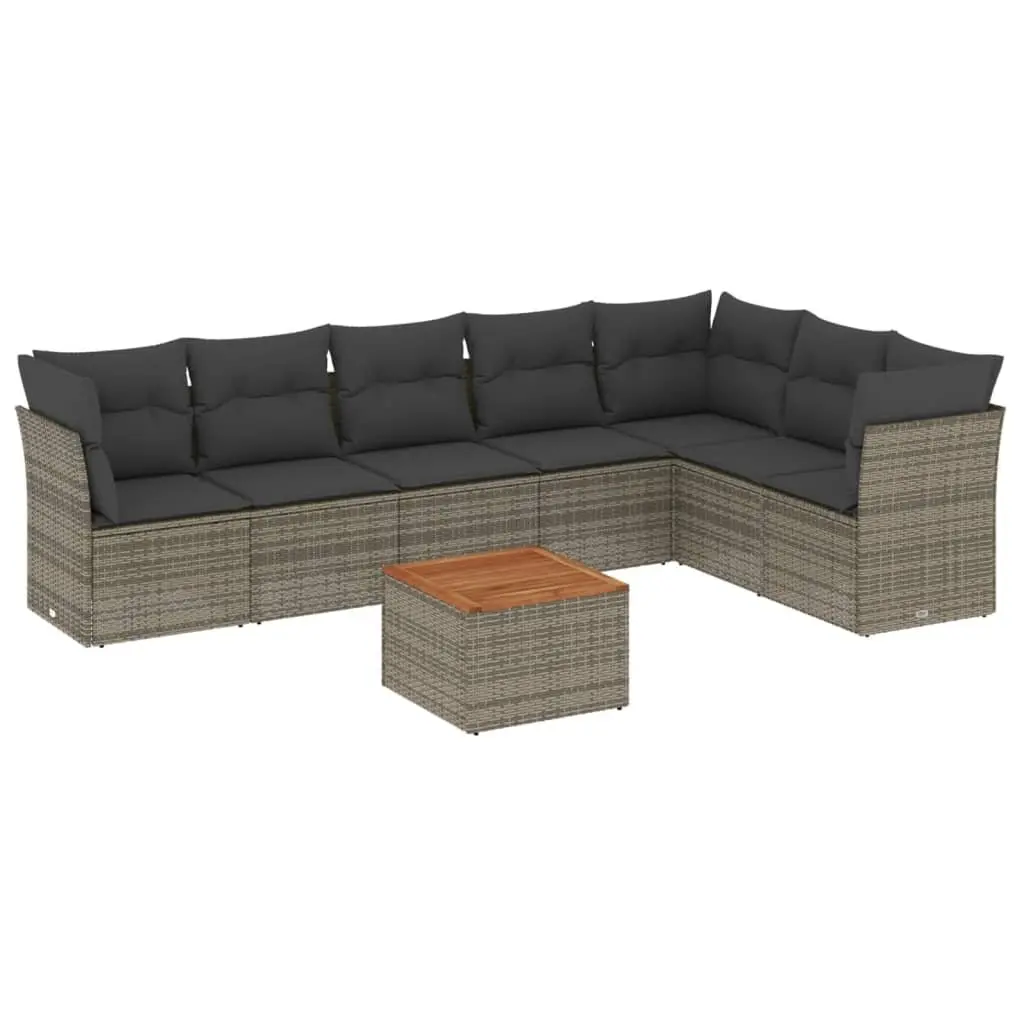 Outdoor Garden Sofa Set PE Rattan 8 Piece Modular Furniture Grey with Cushions