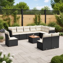 Practical 11-Piece Black Garden Sofa Set for Patios
