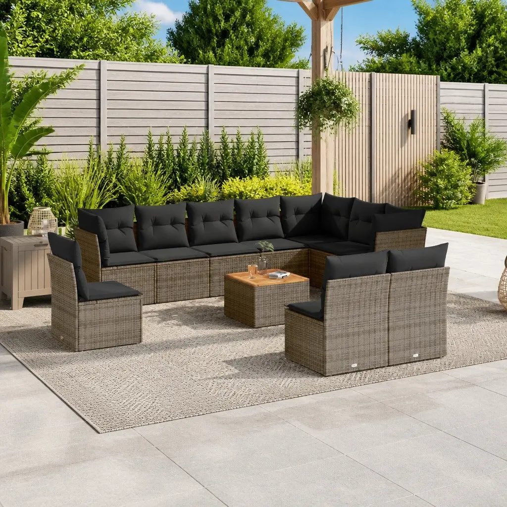11-Piece Grey Outdoor Sofa for Relaxation