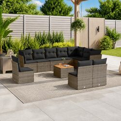 Practical 11-Piece Grey Outdoor Sofa for Relaxation