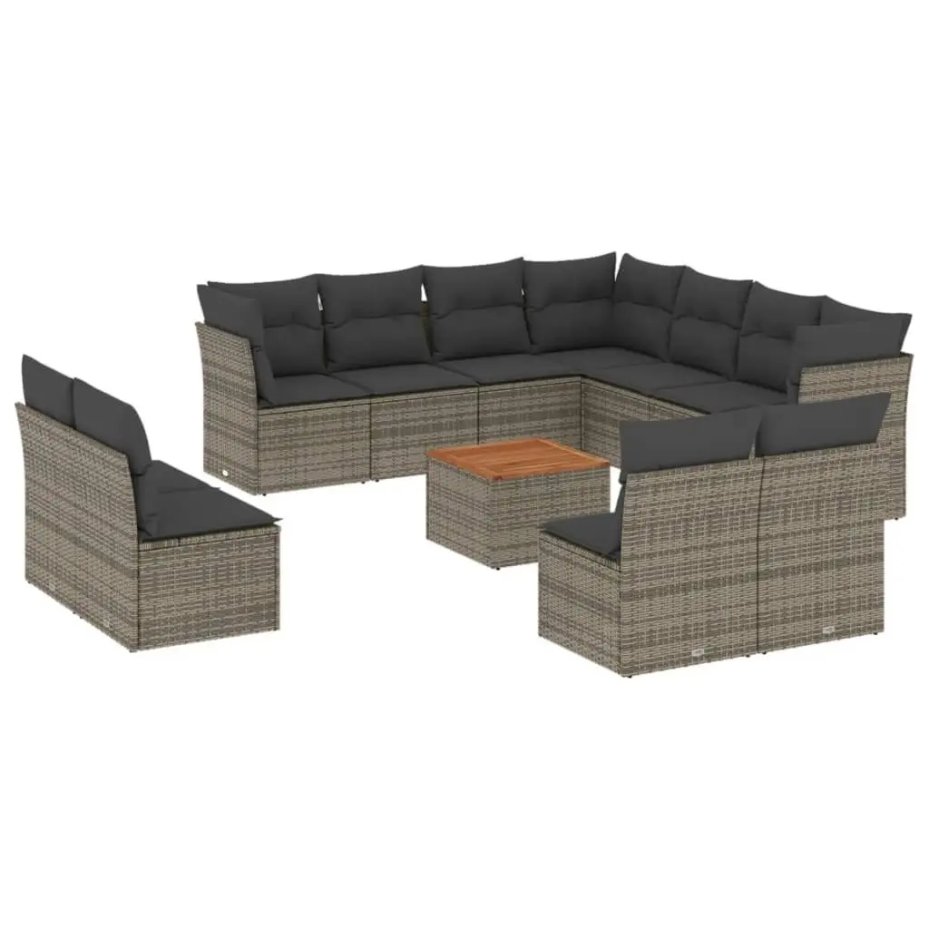 Garden Sofa Set 12 Piece Outdoor Furniture Patio Seating Grey Poly Rattan