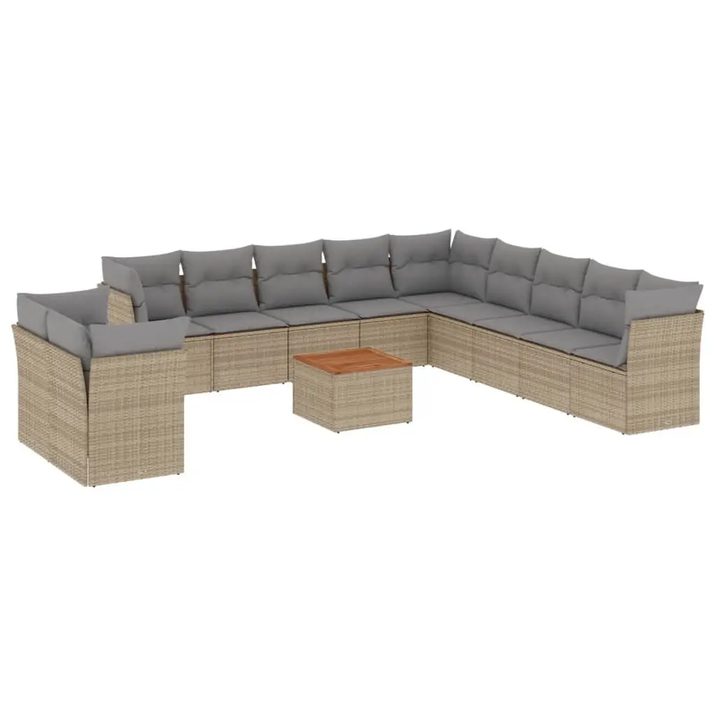 Garden Sofa Set 12 Piece Outdoor Furniture Beige Modular Patio Seating with