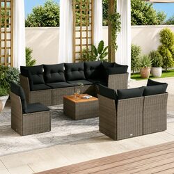 9 Piece Grey Sofa Set for Patios and Backyards