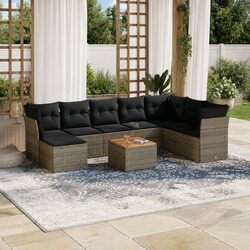 Practical Modular 9 Piece Garden Sofa Set in Grey