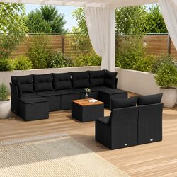 Black 10 Piece Garden Sofa Set - Perfect for Outdoor Living