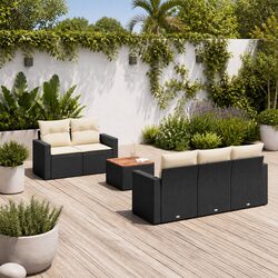 Versatile 6 Piece Black Sofa Set for Outdoor Spaces