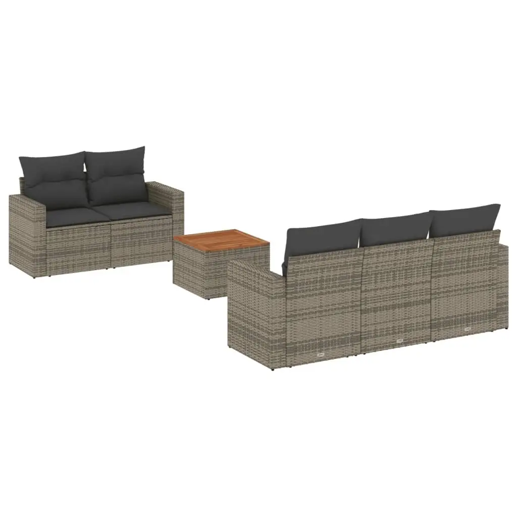 Garden Sofa Set 6 Piece Outdoor Furniture with Cushions Grey Patio Seating