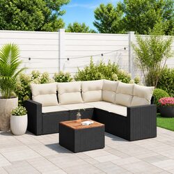 Practical 6-Piece Black Garden Sofa Set for Outdoor Living