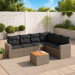 Versatile Grey Garden Sofa Set: 7 Pieces for Relaxation