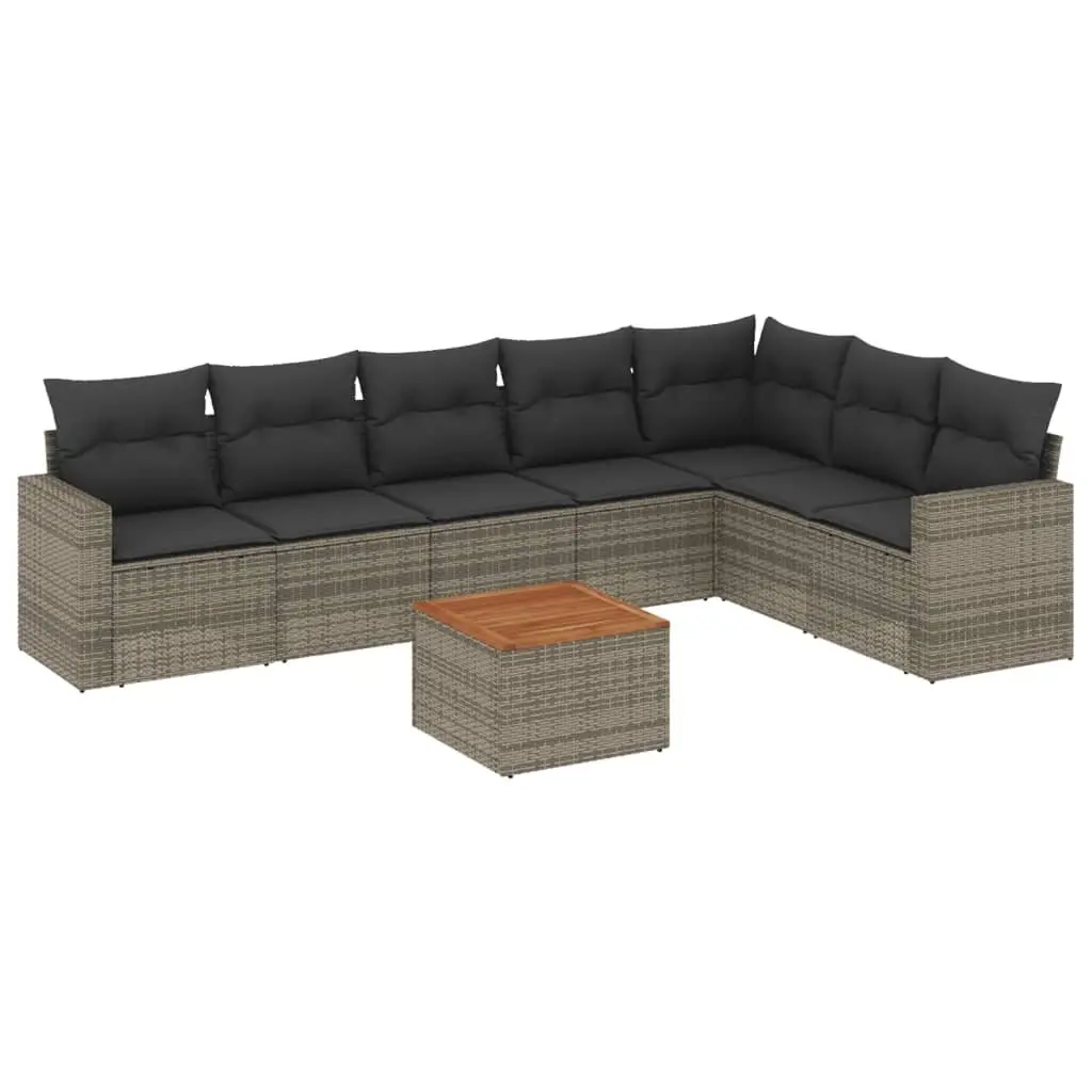 Garden Sofa Set 8 Piece Outdoor Furniture Grey Poly Rattan Modular Patio Seating