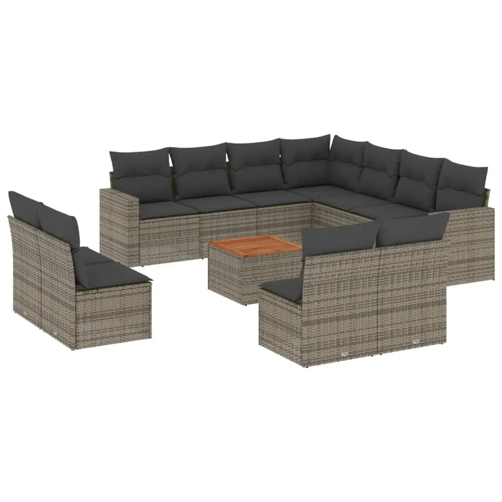 Garden Sofa Set Modular PE Rattan 12 Piece Outdoor Furniture Grey