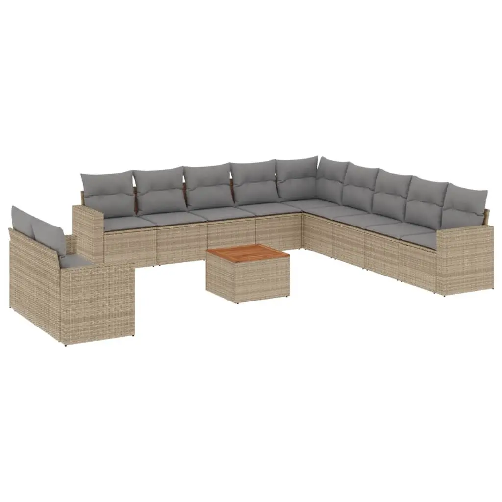 Garden Sofa Set 12 Piece Outdoor Furniture Beige Modular Patio Sectional with