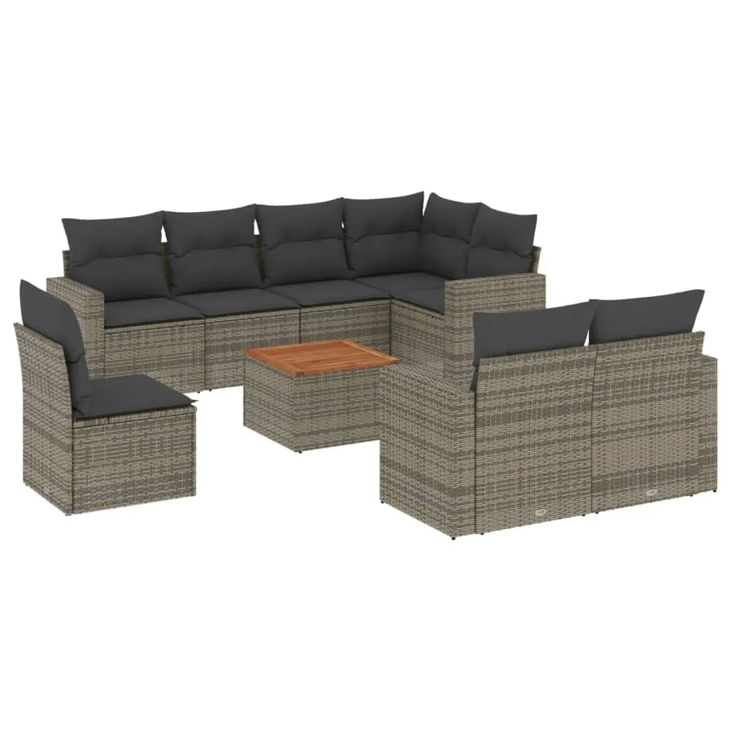 Garden Sofa Set Poly Rattan 9 Piece Modular Outdoor Furniture Grey