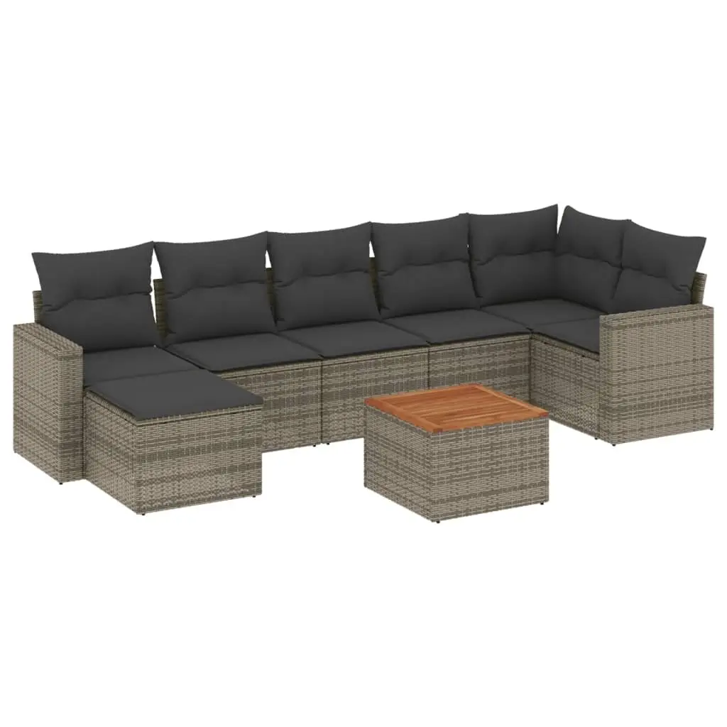 8 Piece Outdoor Garden Sofa Set Grey PE Rattan Modular Sectional Furniture