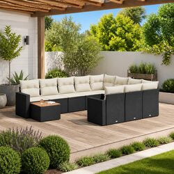 Outdoor Modular Sofa Set with 11 Pieces in Black