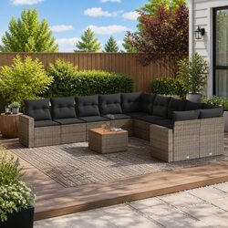 Practical 11-Piece Grey Sectional Set for Your Outdoors