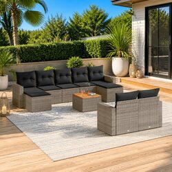 Practical 10-Piece Grey Garden Sectional Sofa Set