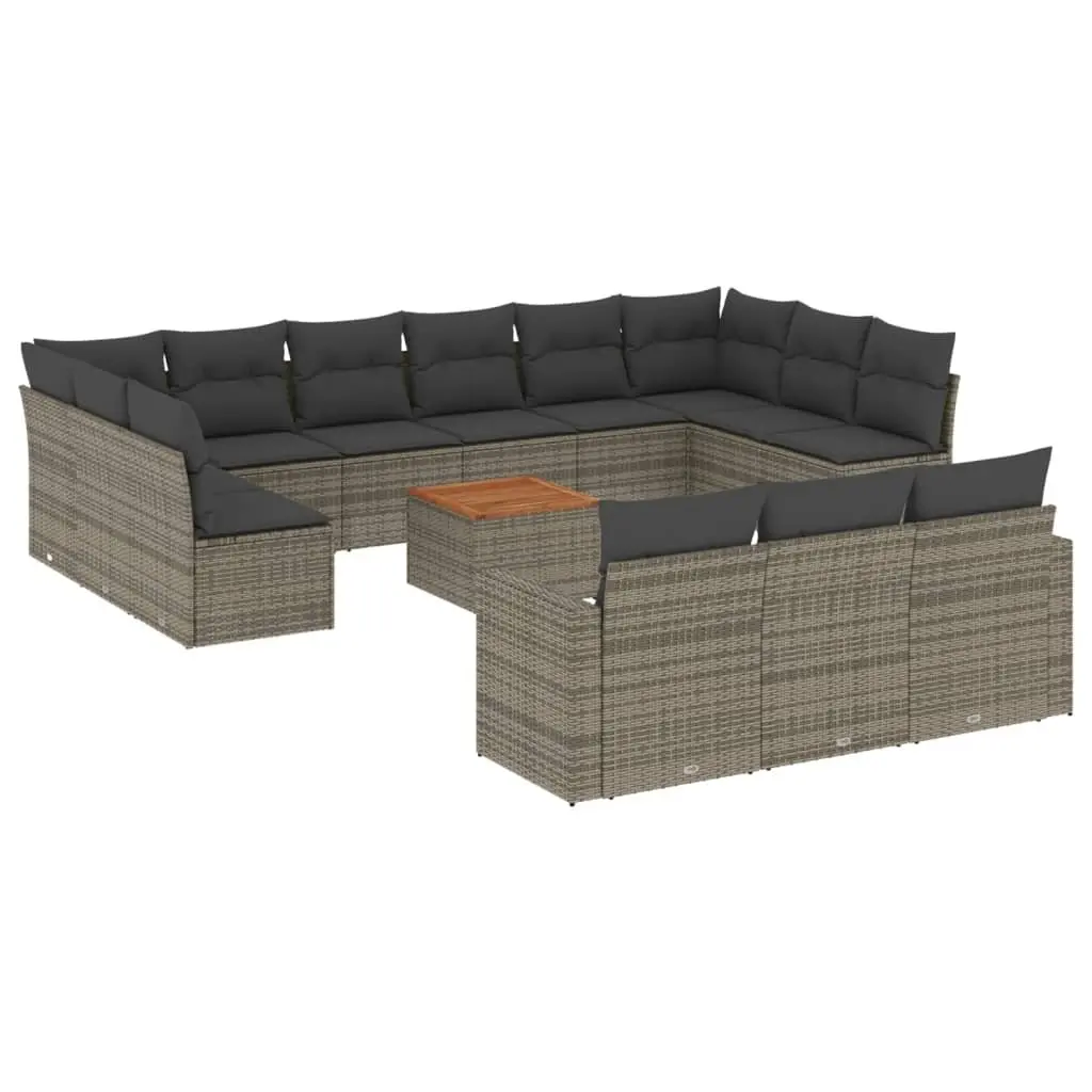 Outdoor Sectional Sofa Set 14 Piece Grey Poly Rattan Garden Furniture Patio