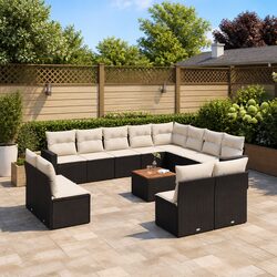 Functional 13-Piece Black Outdoor Sofa Set for Any Space
