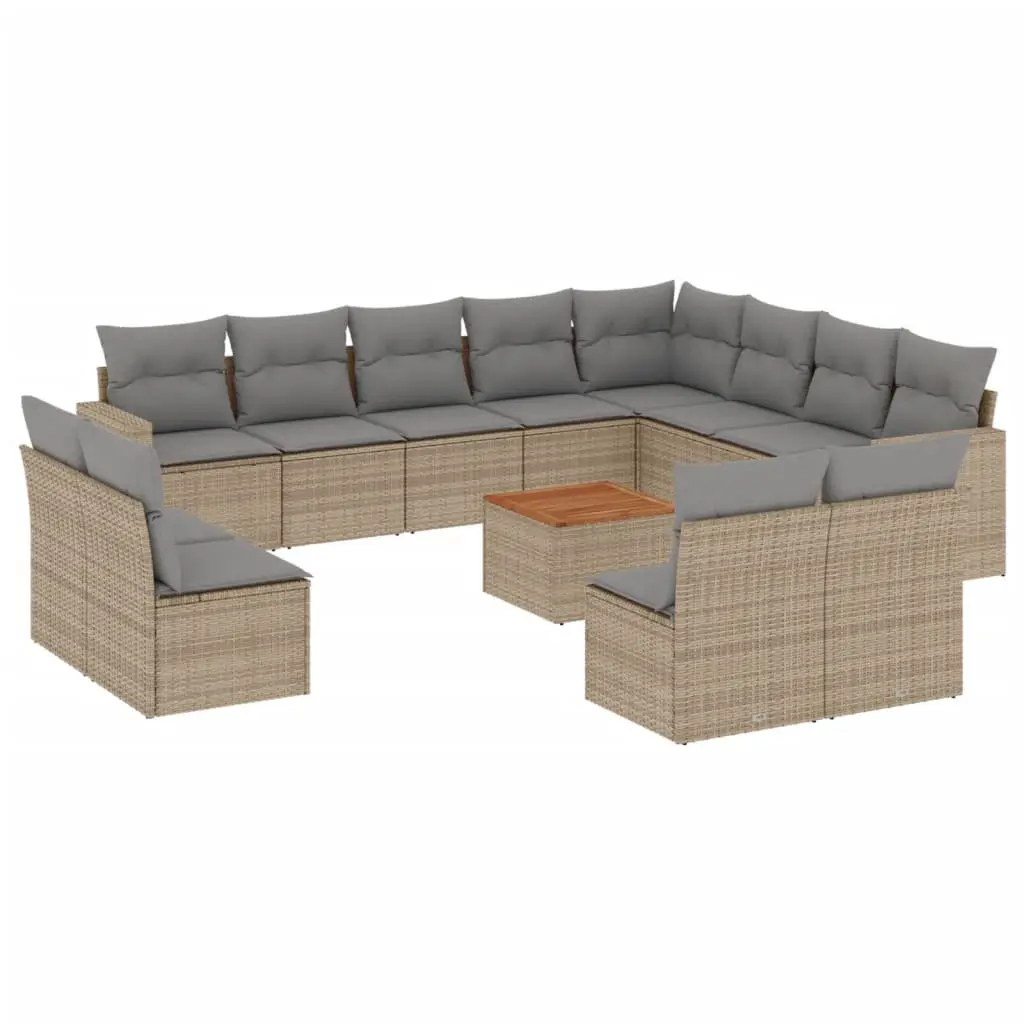 Outdoor Sectional Sofa Set PE Rattan 13 Piece Patio Garden Furniture Beige with Cushions