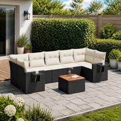 8 Piece Black Outdoor Sectional Sofa Set for Your Patio