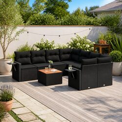 Practical 9-Piece Outdoor Sofa Set in Black