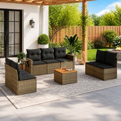 Versatile 8 Piece Grey Sectional Sofa for Outdoor Use