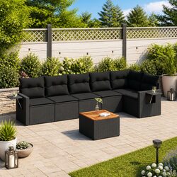 Comfortable 7 Piece Modular Outdoor Sofa Set in Black