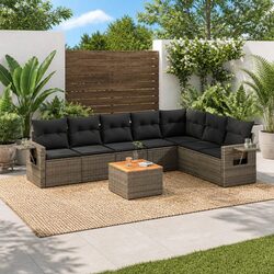 Functional 8 Piece Grey Outdoor Sectional Sofa Set