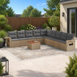Practical 10-Piece Outdoor Sofa Set in Beige for Any Space