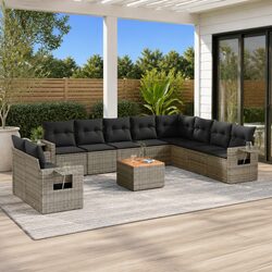 Functional 11 Piece Grey Rattan Garden Sofa Set