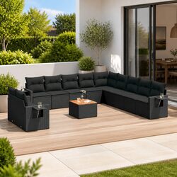 Versatile 12-Piece Black Rattan Sectional Sofa Set for Your Patio