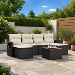 Practical 7-Piece Black Garden Sofa Set for Outdoor Living