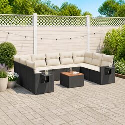 Ideal 10-Piece Black Sectional Sofa Set for Your Patio