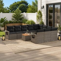 Practical 11 Piece Grey Sofa Set for Your Backyard
